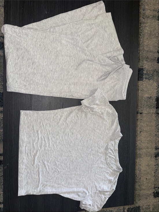 Other - Light Gray Two-Piece Lounge Set - Tee & Drawstring Shorts